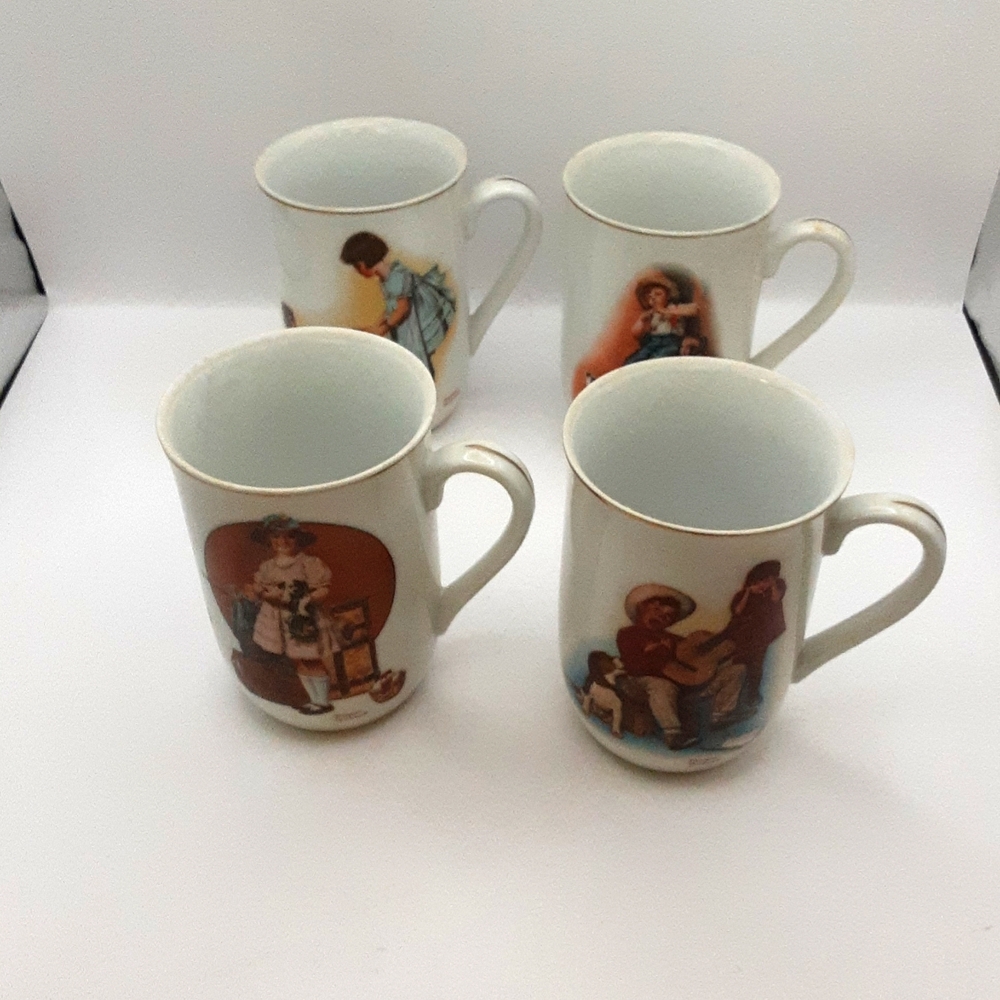 Vintage 1981 Norman Rockwell Coffee Cups 4 Count
